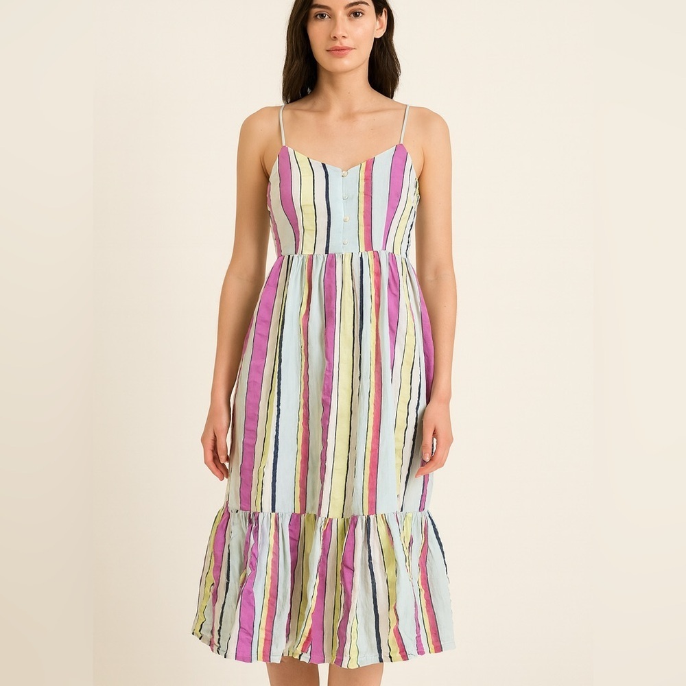 J. Crew Multicolor Striped Midi Dress